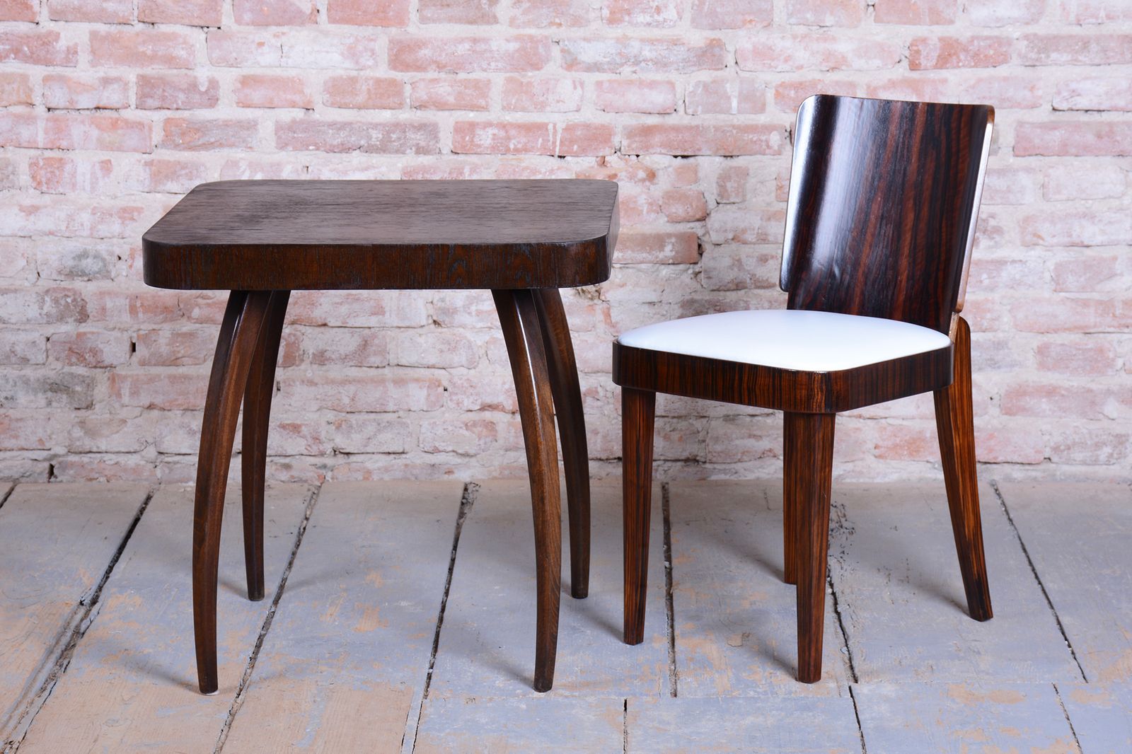 Furniture Restored Art Deco "Spider" Table, By J. Halabala, Up Závody, Oak, Czech, 1940s photo