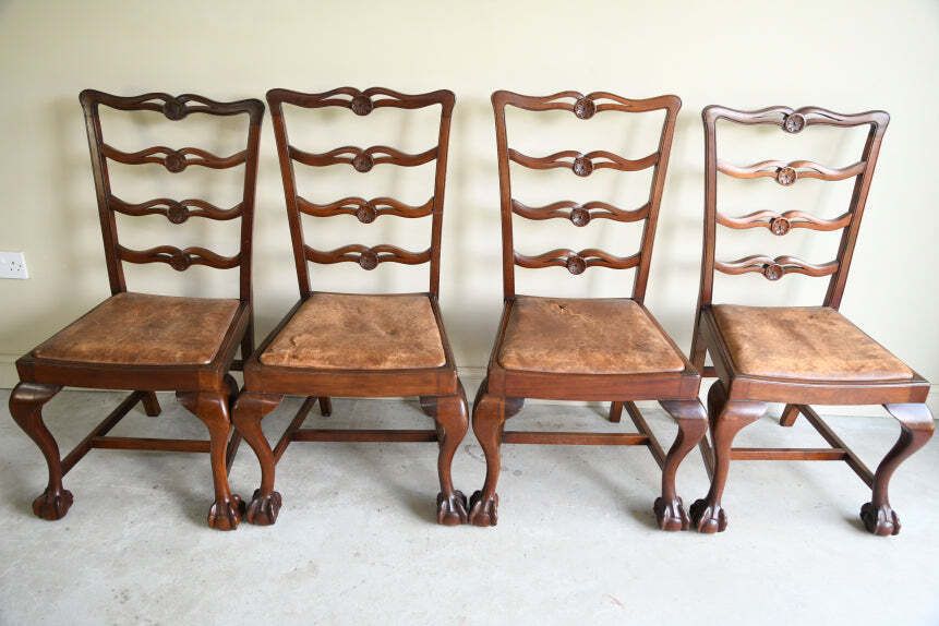 445.0 Set 6 Georgian Style Mahogany Dining Chairs photo