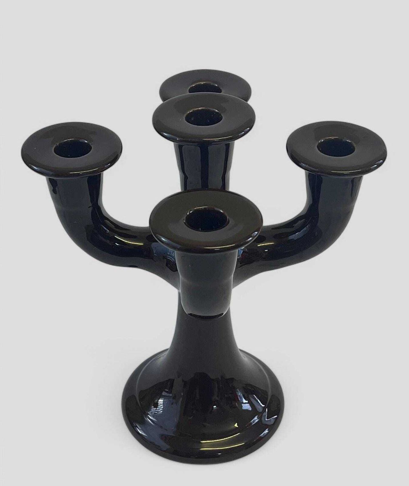 Mid Century Danish Glazed Brown Ceramic Candelabra / Candle Holder By Märta Grunditz For Guldroken Hjo Sweden photo for sale