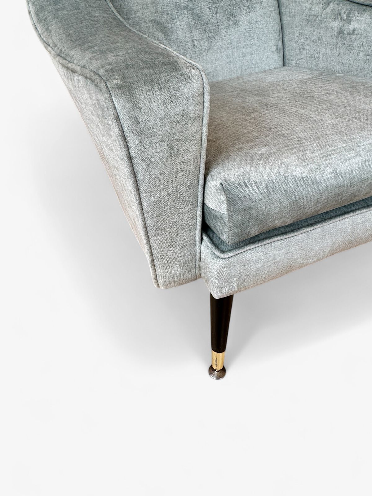 A Set Of Two Danish Armchairs Re Upholstered In A Powder Blue Wool Cover, Denmark 1960's photo buy