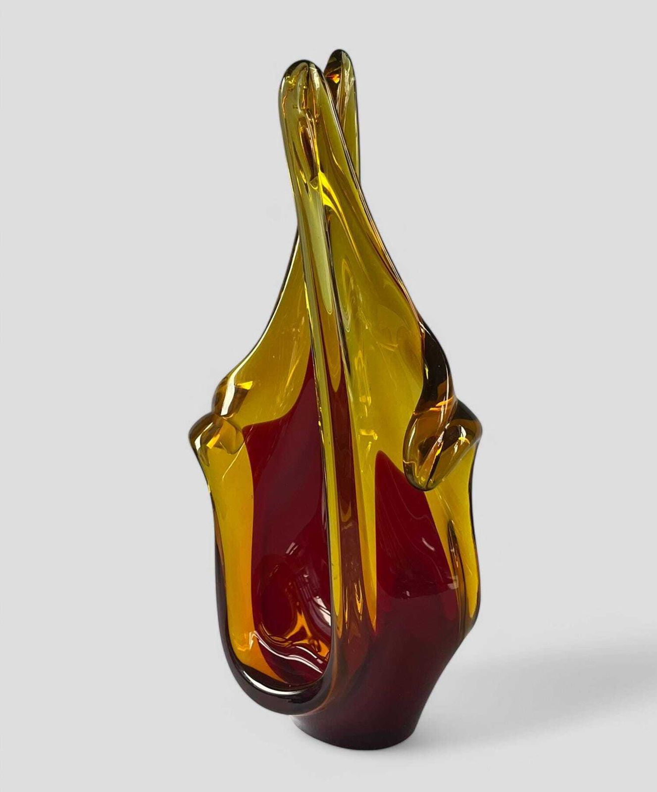 Mid Century Spanish Viartec Murano Style Selenium Art Glass Sculpture Ornament photo 60.0