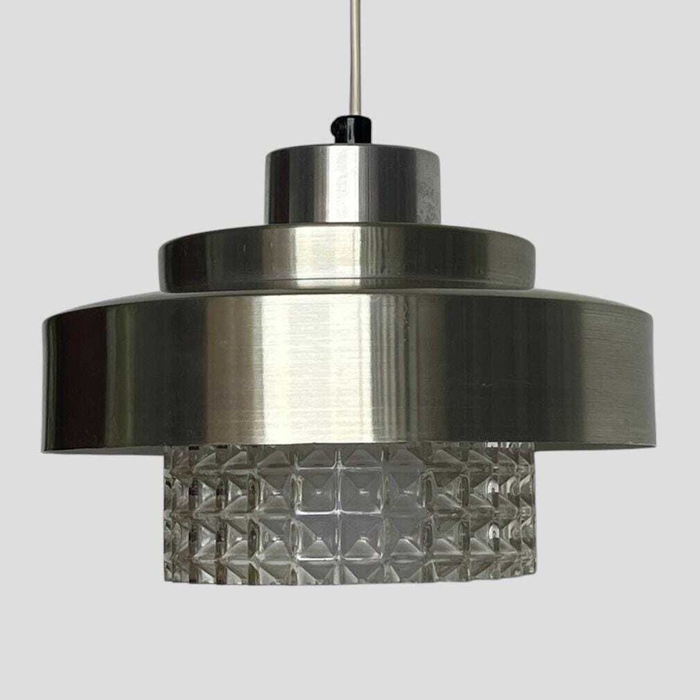 Mid Century Danish Steel & Glass Hanging Pendant Ceiling Light photo furniture
