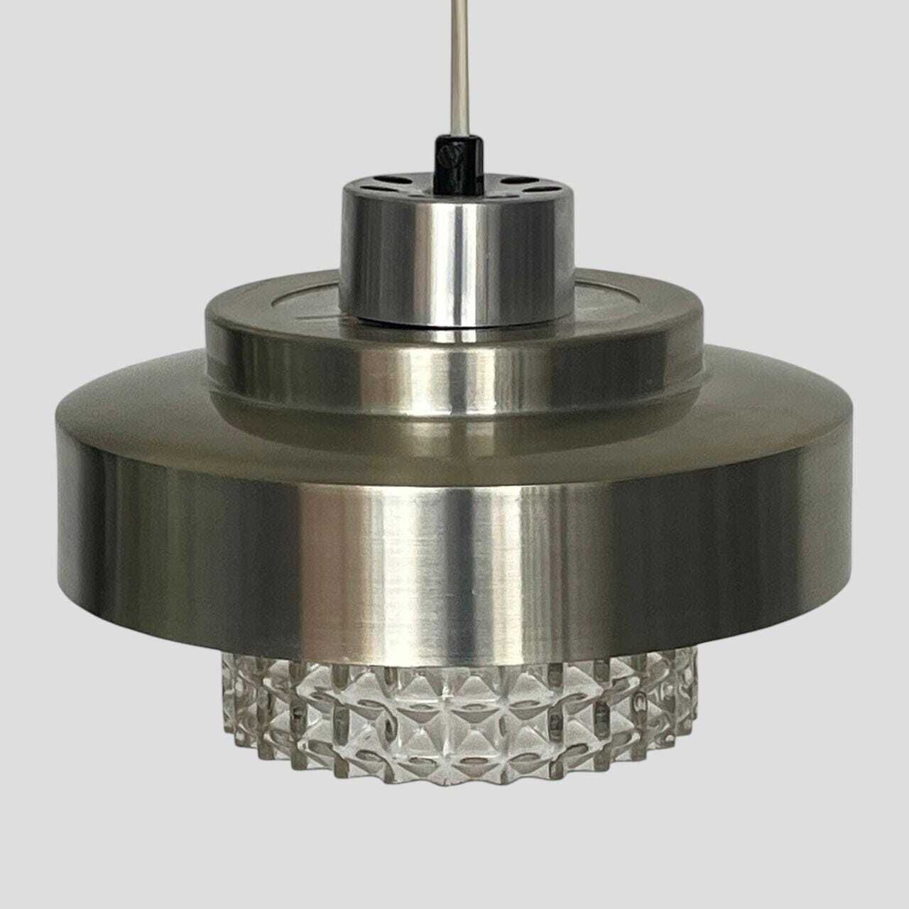 Mid Century Danish Steel & Glass Hanging Pendant Ceiling Light photo buy