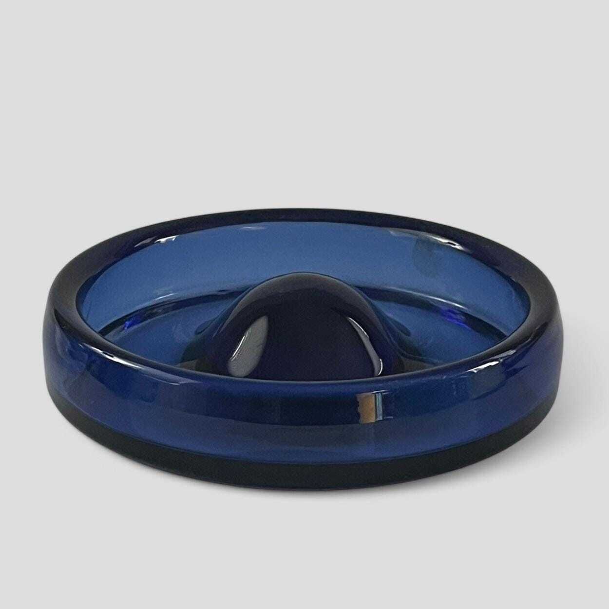 Rare Mid Century Large Blue Glass Ashtray / Bowl 'Safir' By Per Lutken For Holmegaard Denmark photo furniture