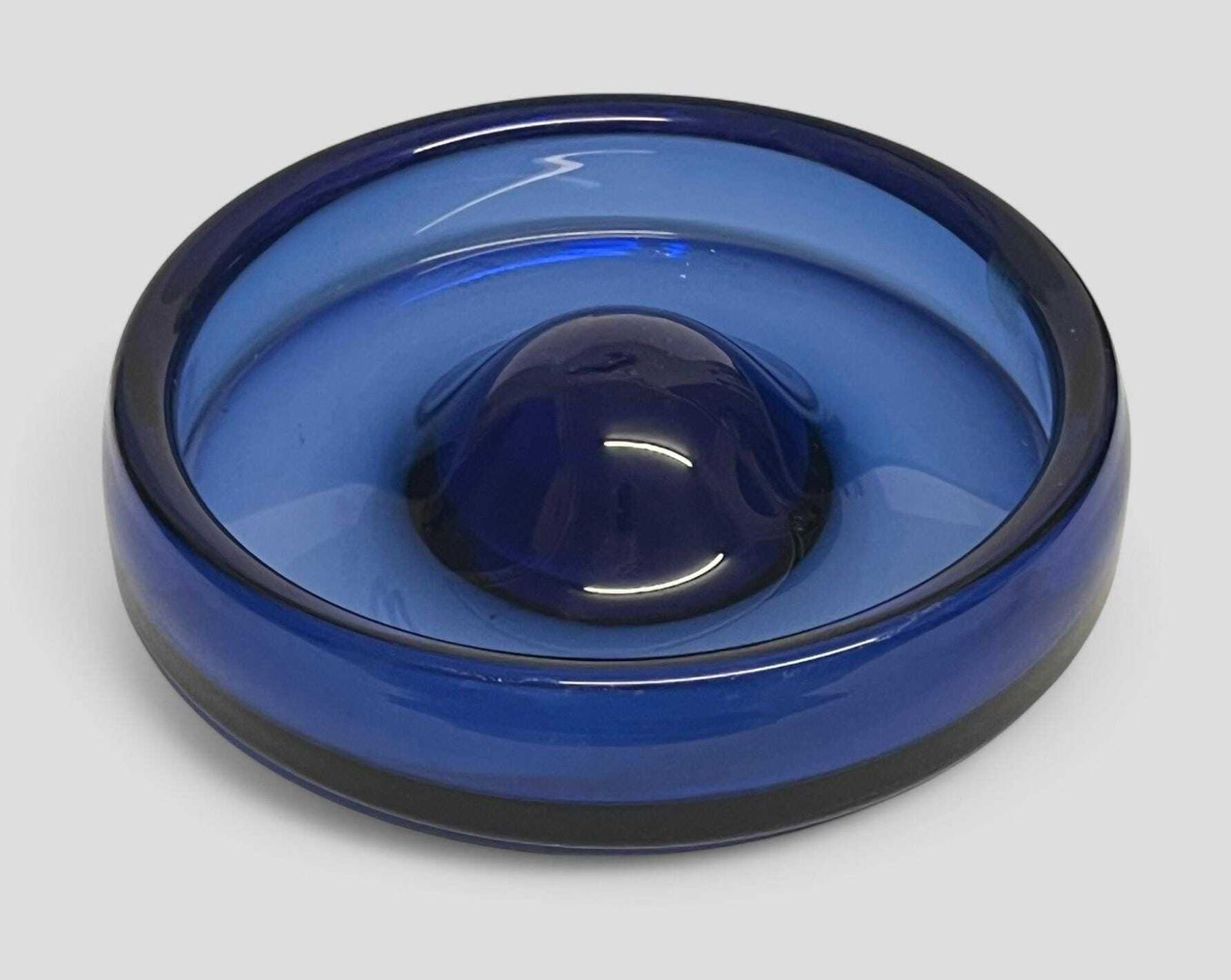 Rare Mid Century Large Blue Glass Ashtray / Bowl 'Safir' By Per Lutken For Holmegaard Denmark photo Home Decor