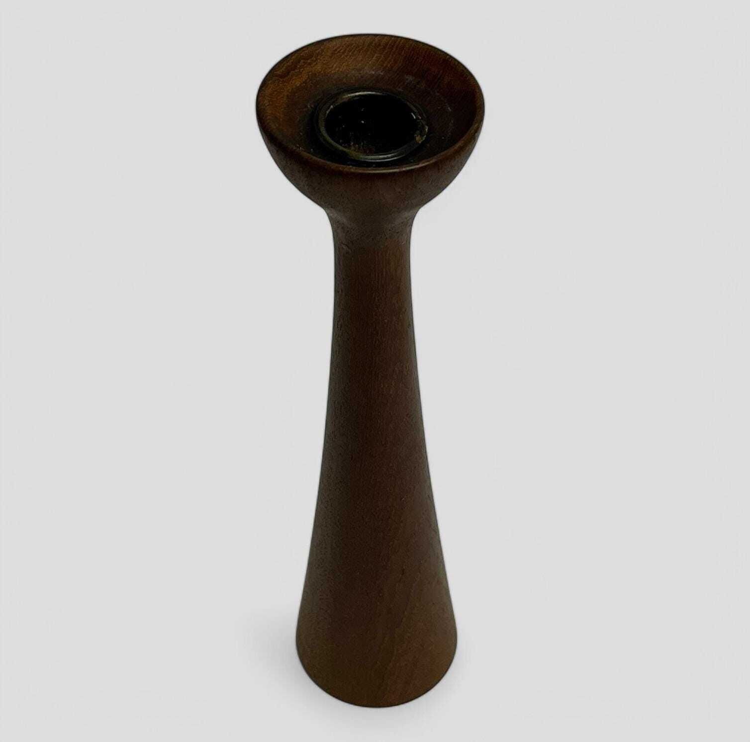 Mid Century Danish Teak Candlestick / Candle Holder By H&F Denmark photo for sale