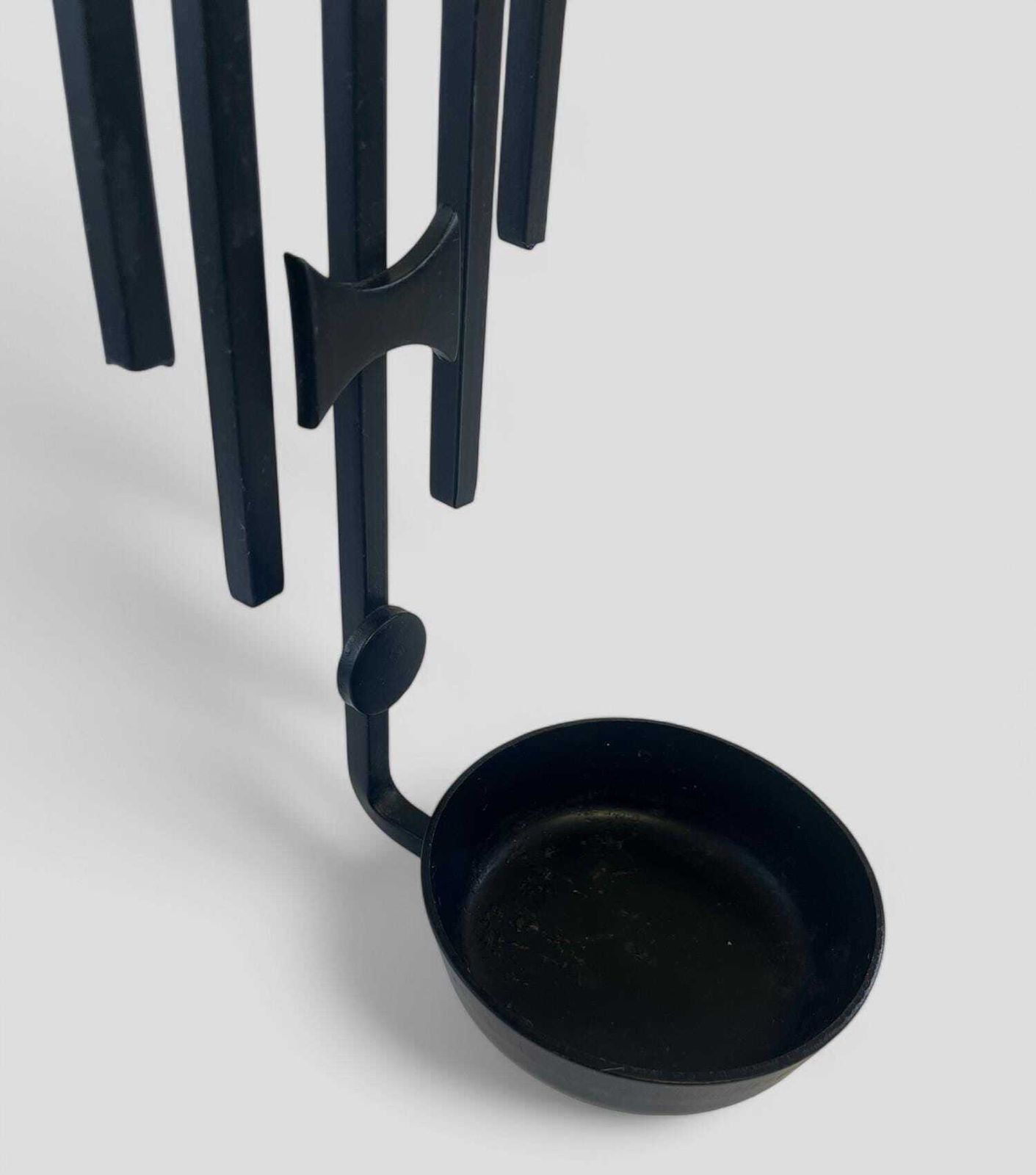photo furniture Mid Century Brutalist Metal & Blue Glass Danish Wall Candleholder By Dantoft