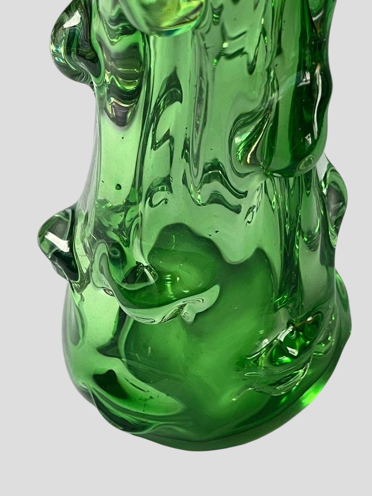 Mid Century Emerald Green Bohemian Glass Sculpture Vase By Jan Beranek For Skrdlovice Glassworks photo buy