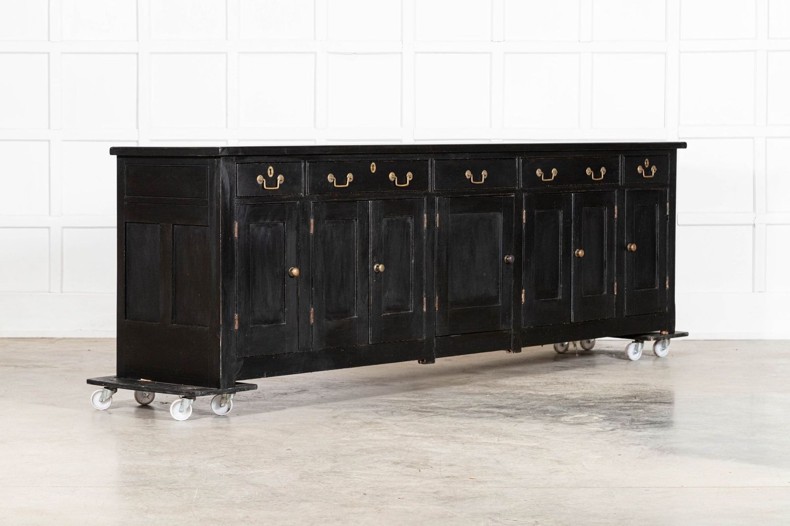 Monumental 19thc English Ebonised Pine Dresser Base photo for sale
