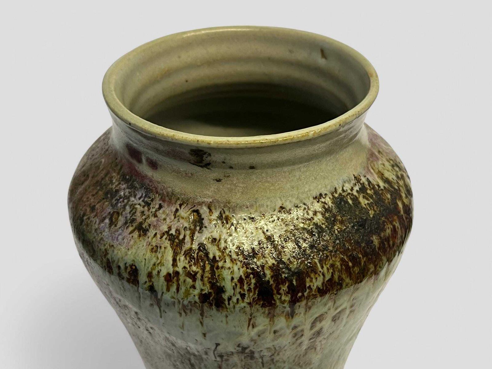 Vintage Large Handmade Raku Vase Signed By Artist photo for sale