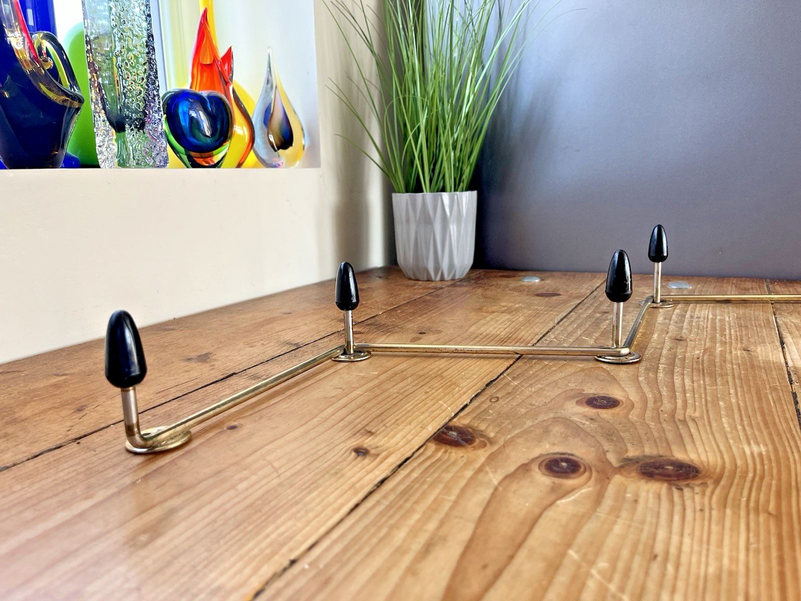 Large Mid Century 70s Black Bullet Wall Coat Hat Hook Stand Retro Sputnik Atomic photo furniture