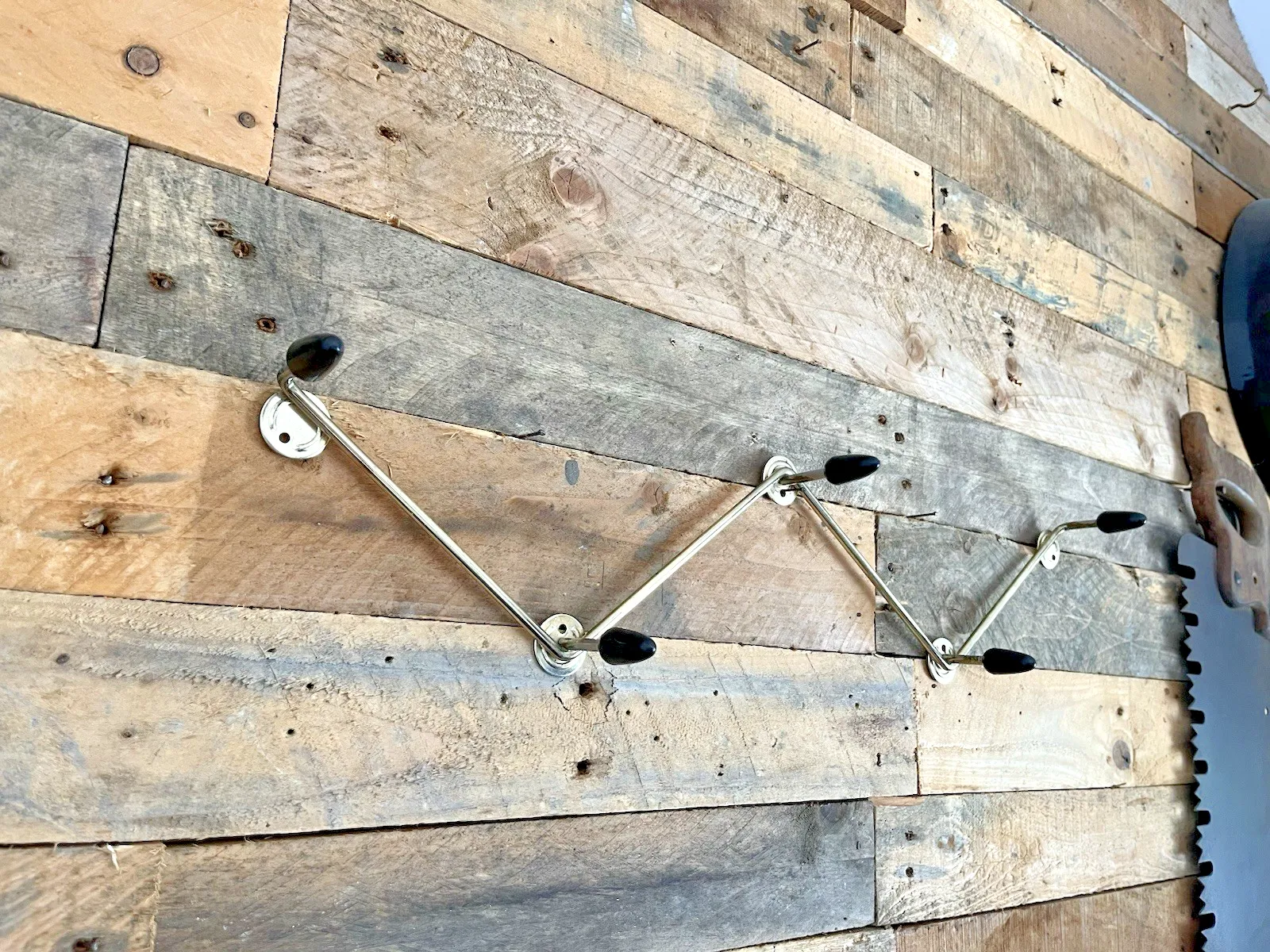 Large Mid Century 70s Black Bullet Wall Coat Hat Hook Stand Retro Sputnik Atomic photo vinterior