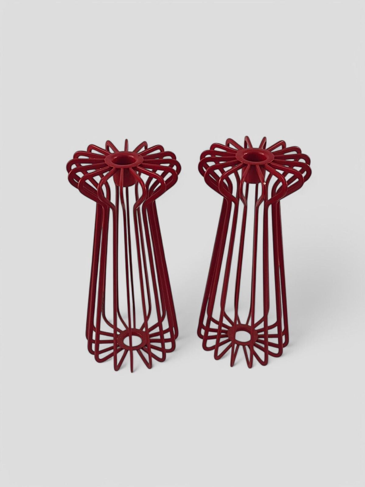 Pair Of Vintage 1990's Ikea Tradig Red Wire Candle Holders By Ehlen Johansson photo furniture