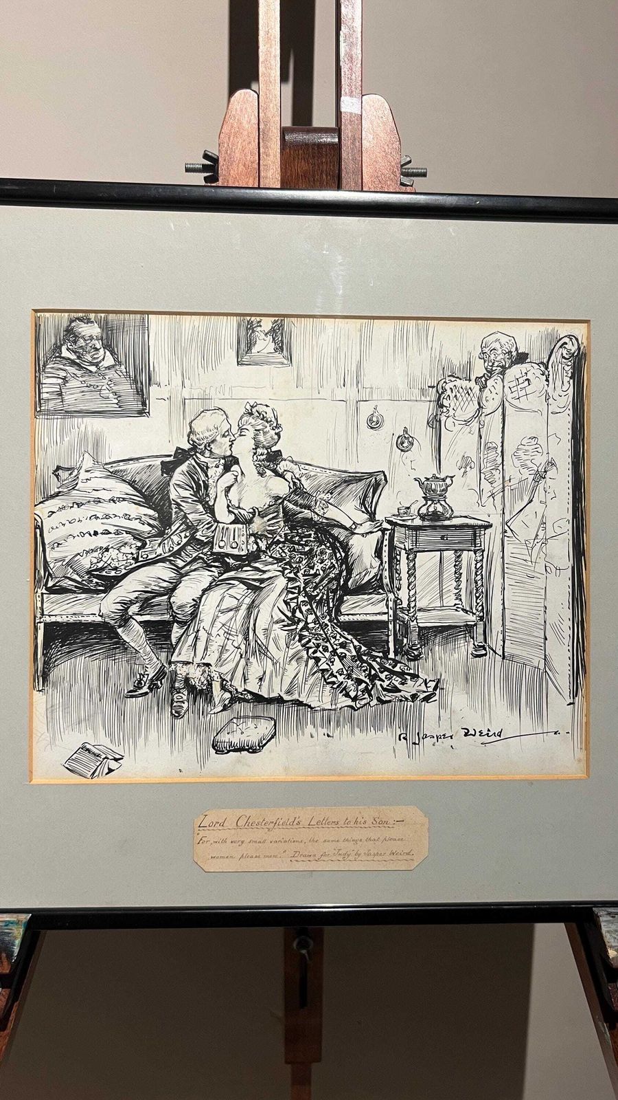 Early 1900s Ink Drawing By Jasper Weird – Satirical Period Scene For Judy Magazine photo furniture