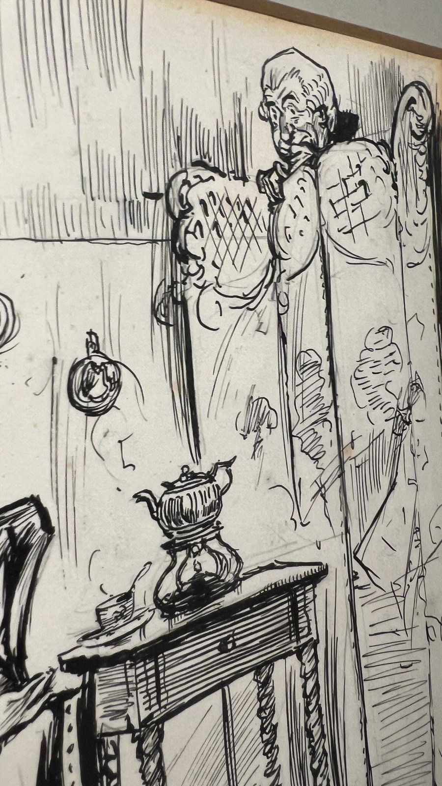 Early 1900s Ink Drawing By Jasper Weird – Satirical Period Scene For Judy Magazine photo vinterior