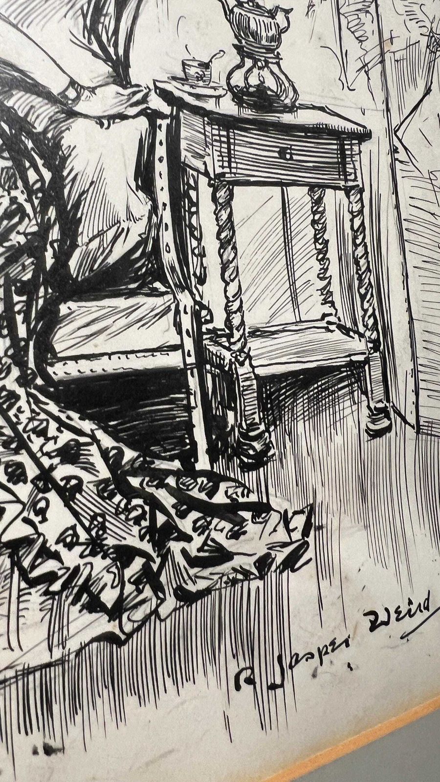 Early 1900s Ink Drawing By Jasper Weird – Satirical Period Scene For Judy Magazine photo vintage
