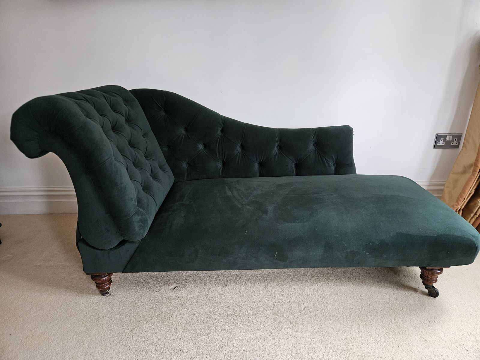 Green Velvet Chaise photo for sale