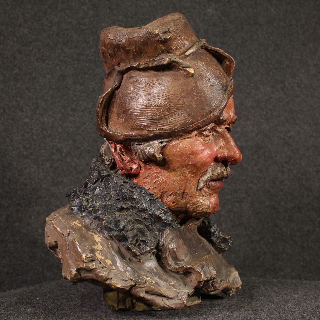 Italian Terracotta Sculpture Of A Fisherman From The 20th Century photo vinterior