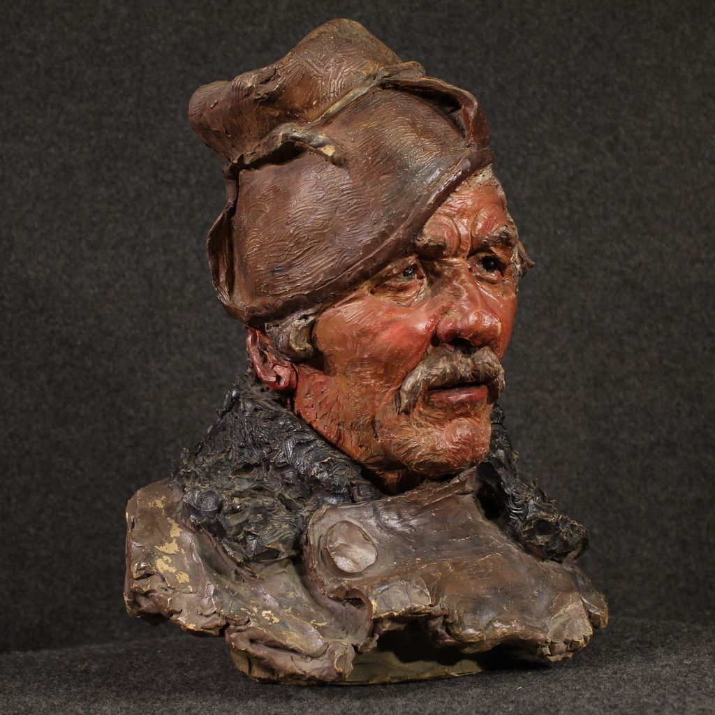 photo for sale Italian Terracotta Sculpture Of A Fisherman From The 20th Century