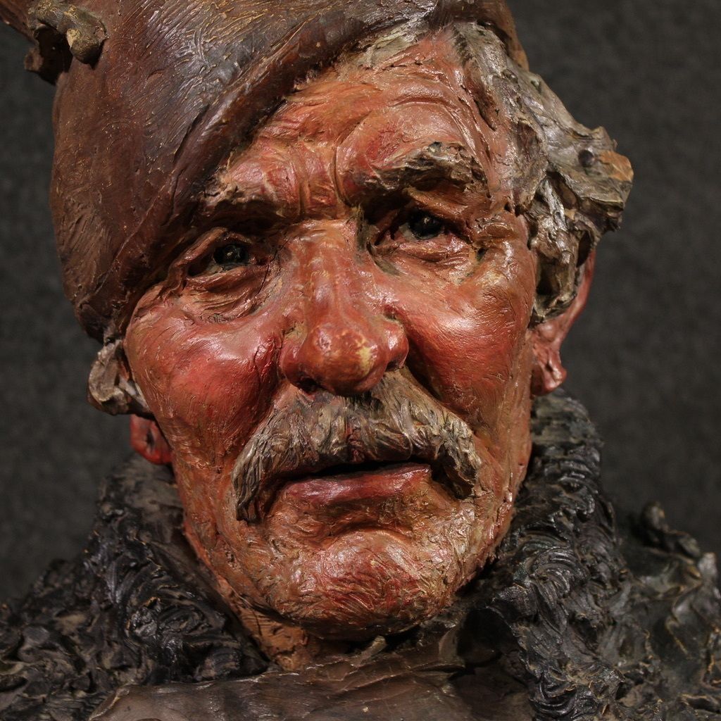 Art Italian Terracotta Sculpture Of A Fisherman From The 20th Century photo