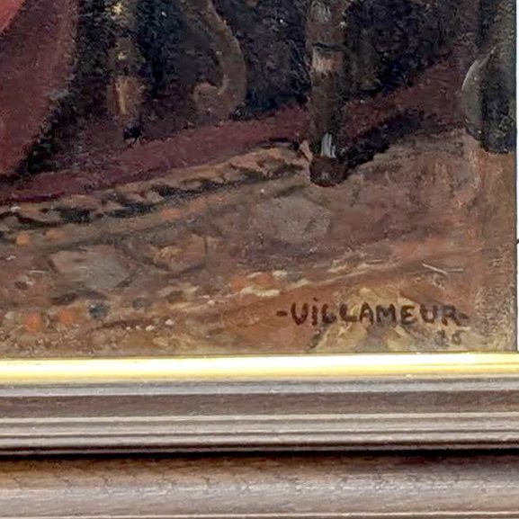 Portrait Of A Man In A Dressing Gown – Oil On Wood Signed Villameur (1955) photo Art