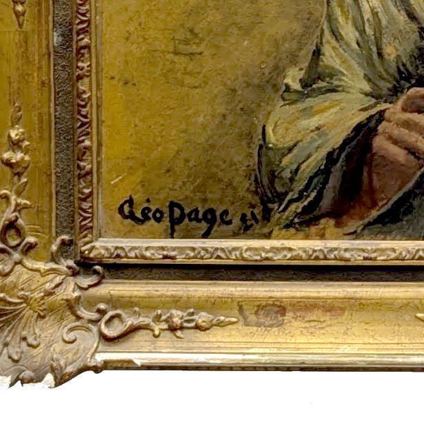 Léo Page (1951) – Oil On Hardboard: "Woman With Sake" – Large Oriental Painting photo Art