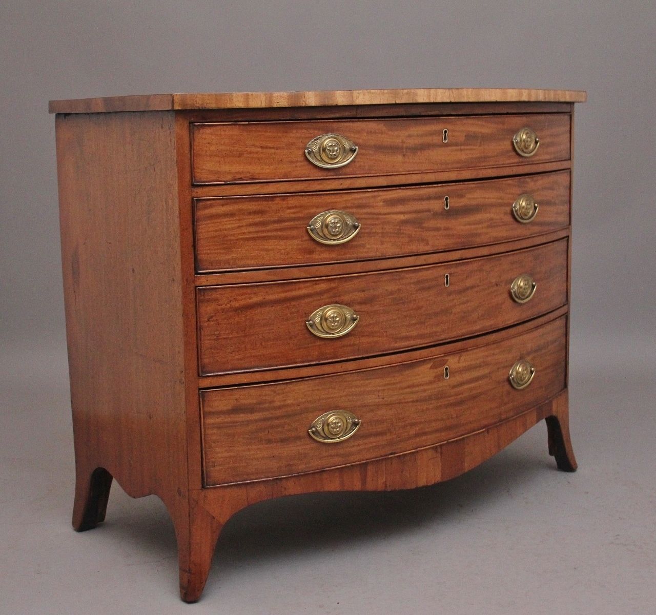 19th Century Mahogany Bowfront Chest photo for sale