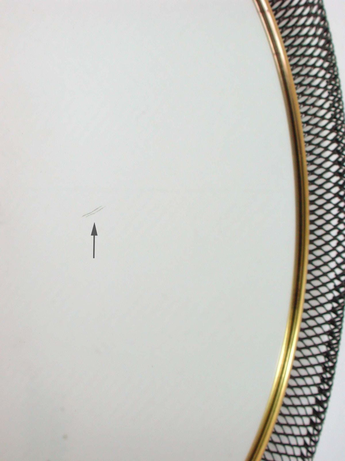 photo furniture Midcentury German Wall Mirror Black Metal Brass Vereinigte Werkstätten, Munich
