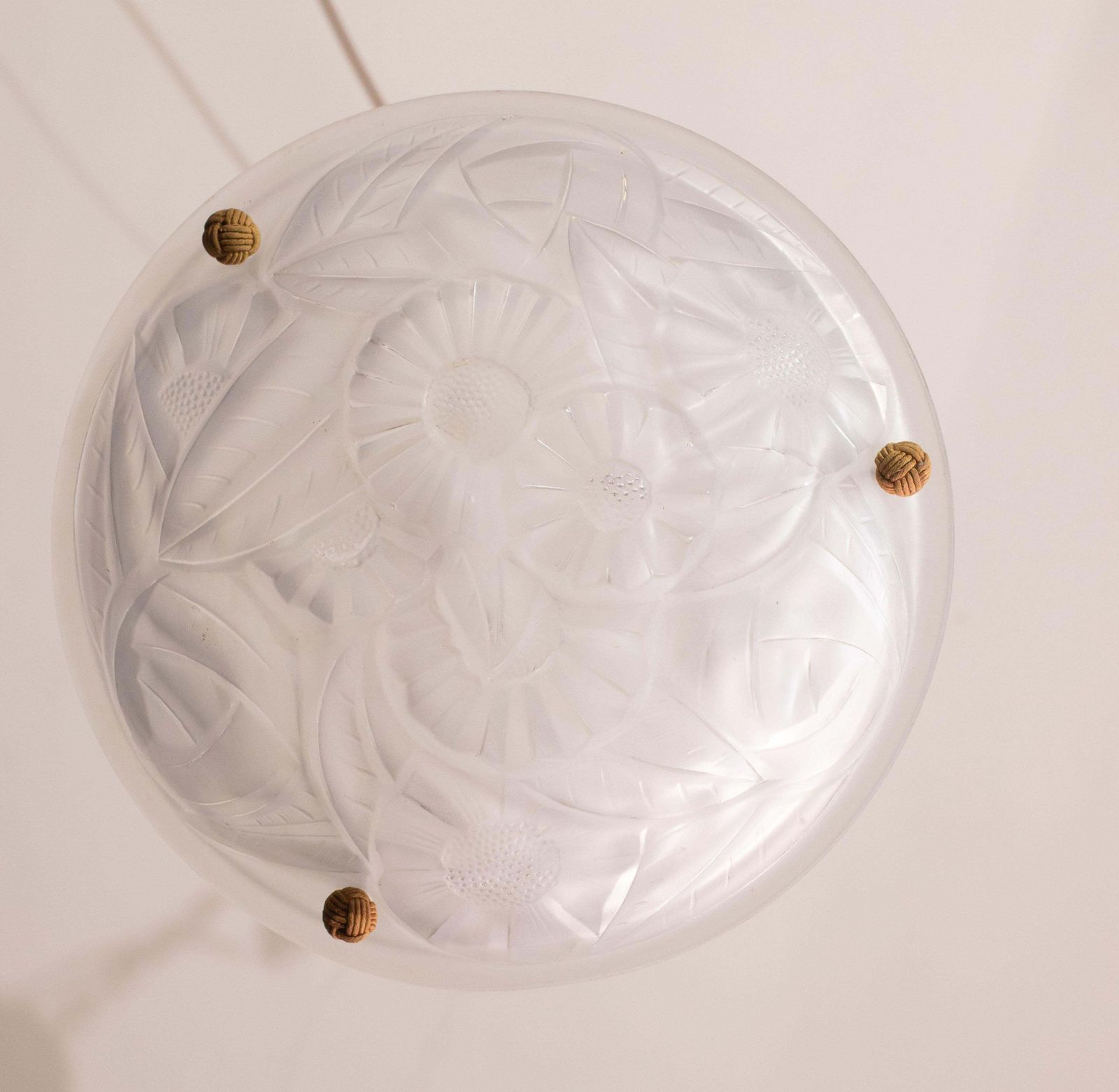 Lighting Art Deco Top Quality Pendant Light Floral Decorations, Signed Degué photo