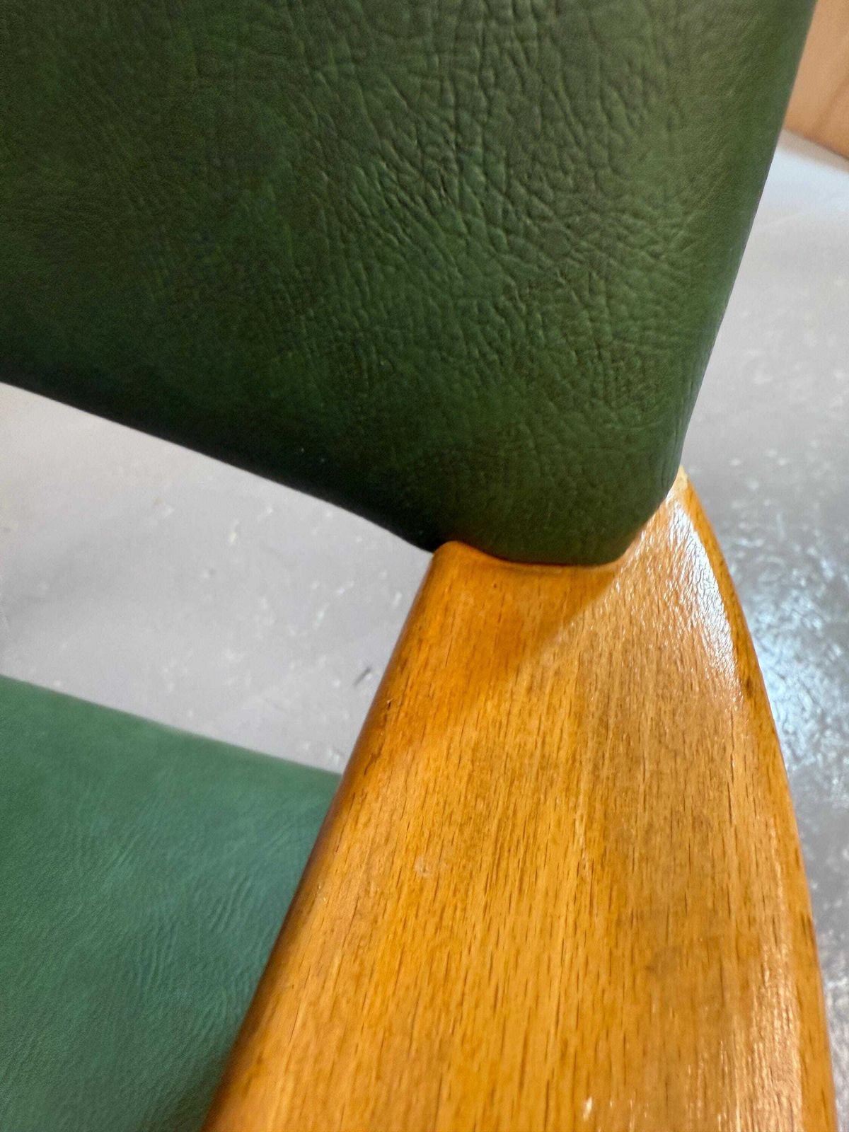 photo for sale Parker Knoll Pk Mid Century Office Armchair In Green Antique Vinyl Leather.. Fully Refurbished & Restored..