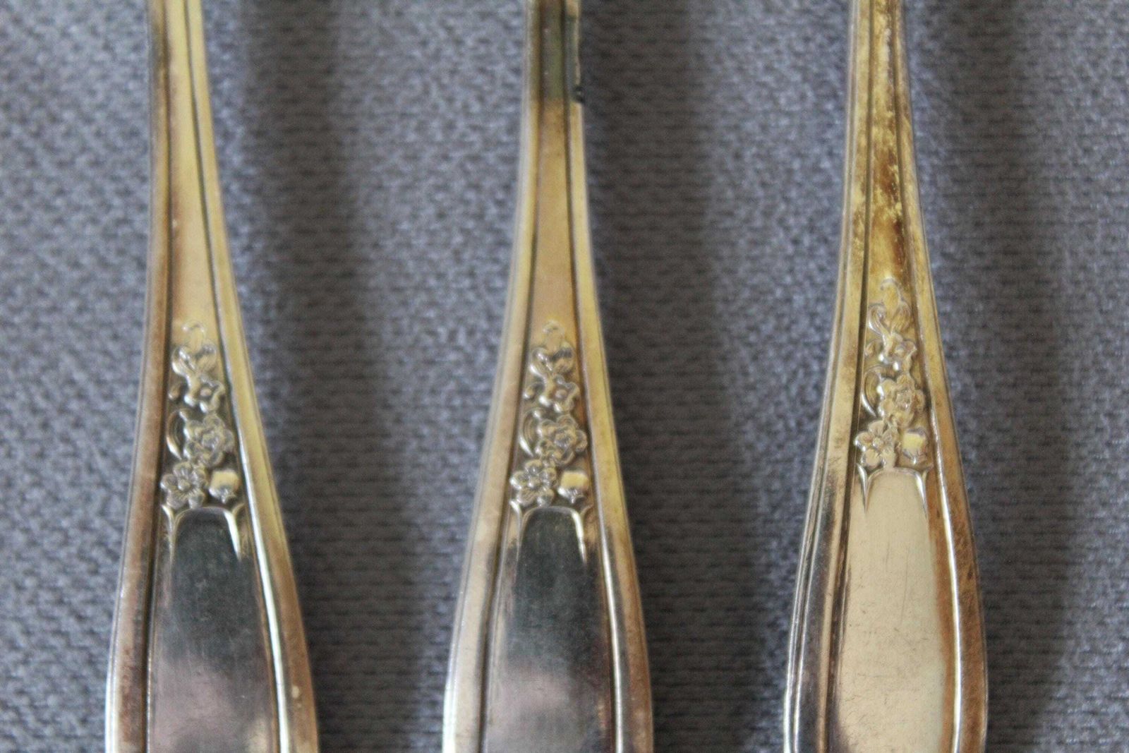 Antique Set Of 10 French Armand Frenais Silver Plated Small Forks, Dessert Forks, Art Nouveau Flowers Floral, France, Anchor Af Mark 12 Gram photo furniture