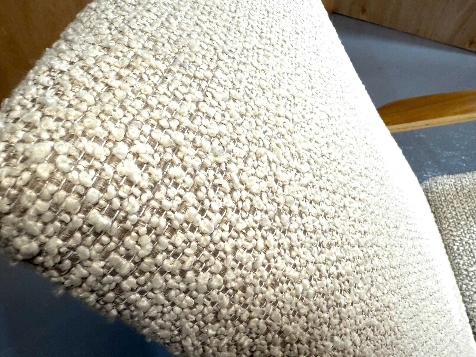Parker Knoll Beautiful 1960’s Solid Beech Wooden Bespoke Rocker Armchair In Ivory Dusk Deep Boucle Fabric. Fully Refurbished & Restored. photo vintage