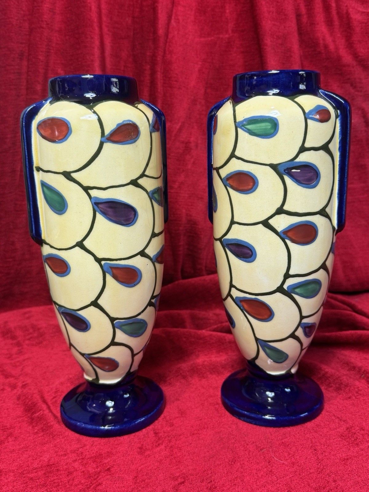 Pair Of Art Deco Ditmar Urbach Czechoslovakian Art Pottery Vases photo furniture