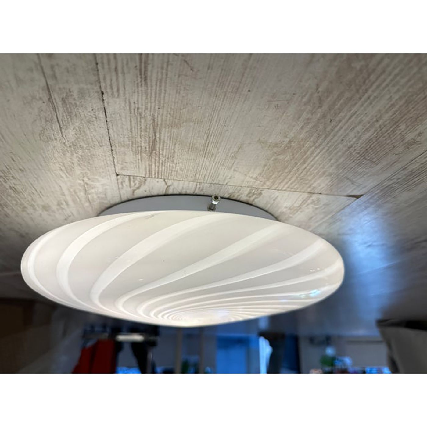 Contemporary Italian Milky White Swirls Murano Glass Flush Mount Or Wall Sconce photo vinterior