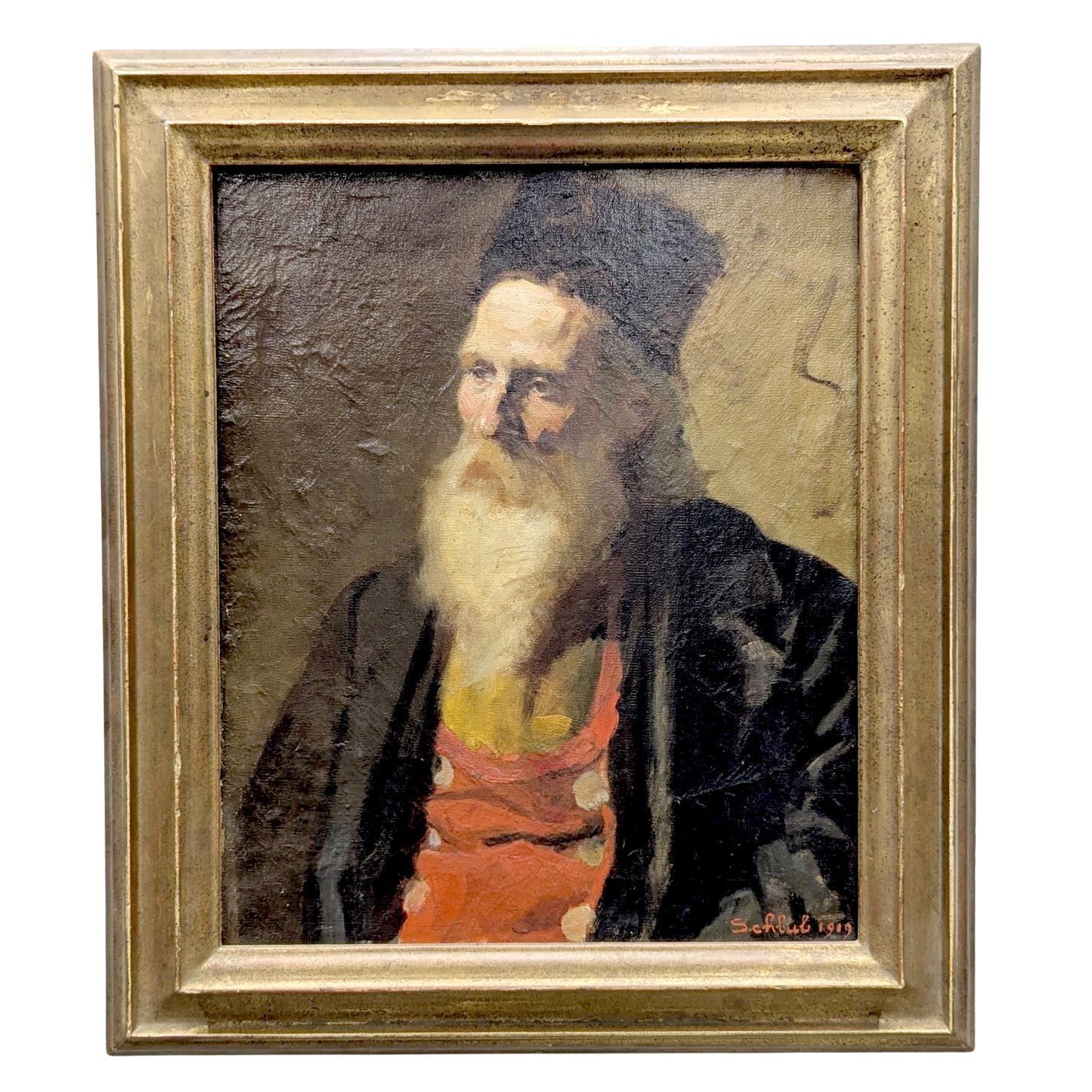Portrait Of A Bearded Man Signed Schlub – Oil On Canvas, 1919 – Academic Realist Style