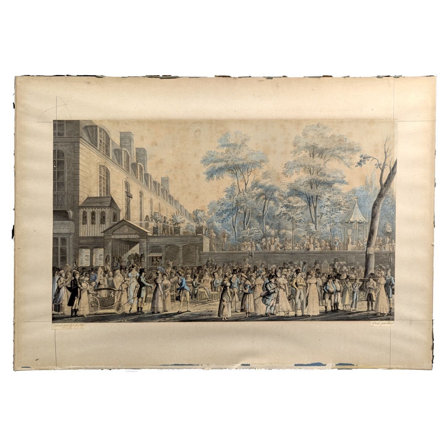 Aquatint, The Walk In The Turkish Garden Engraved By Jean Pierre Marie Jazet