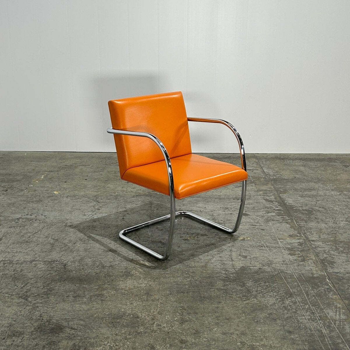Knoll Brno Tubular Tan Orange Leather Chair By Ludwig Mies Van Der Rohe, Set Of Six photo 8880.3