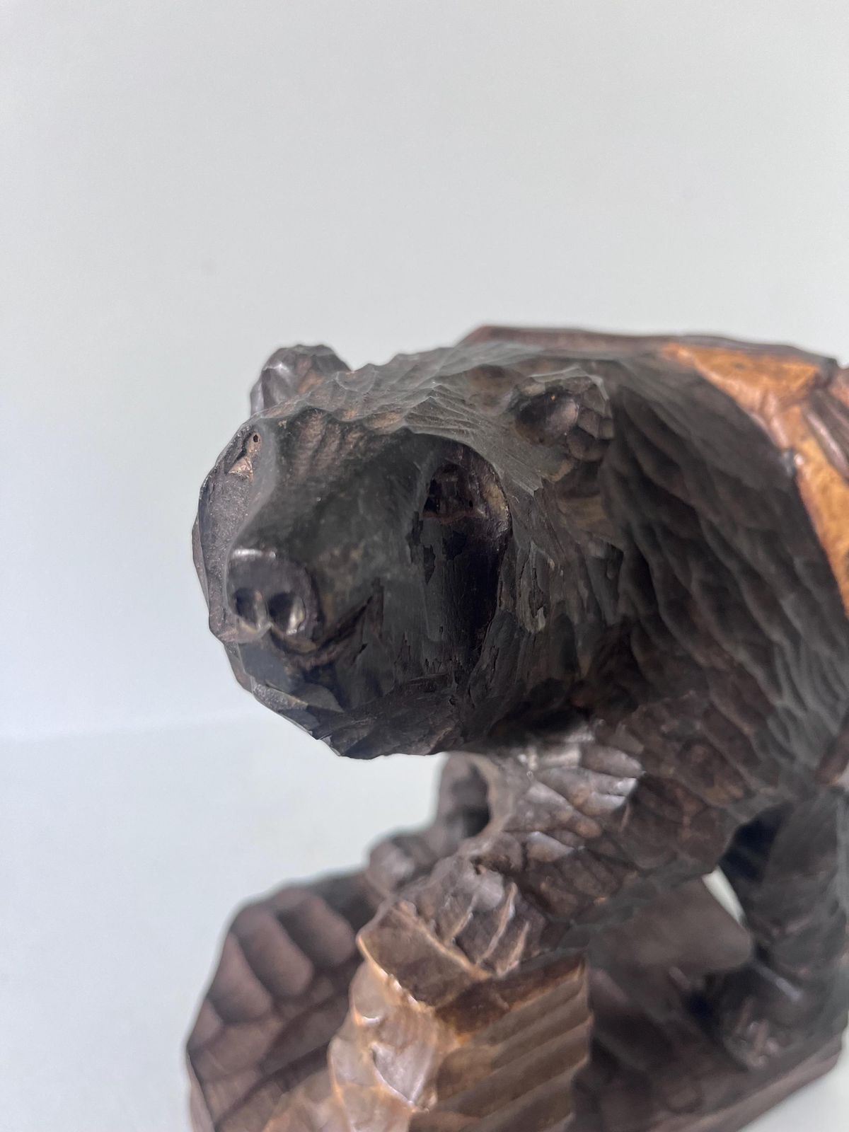 Vintage Hand Carved Wooden Bear Figurine. Large Japanese Ainu Bear, Antique Hand Carved Wooden Bear From Japan, Japanese Folk Art photo furniture