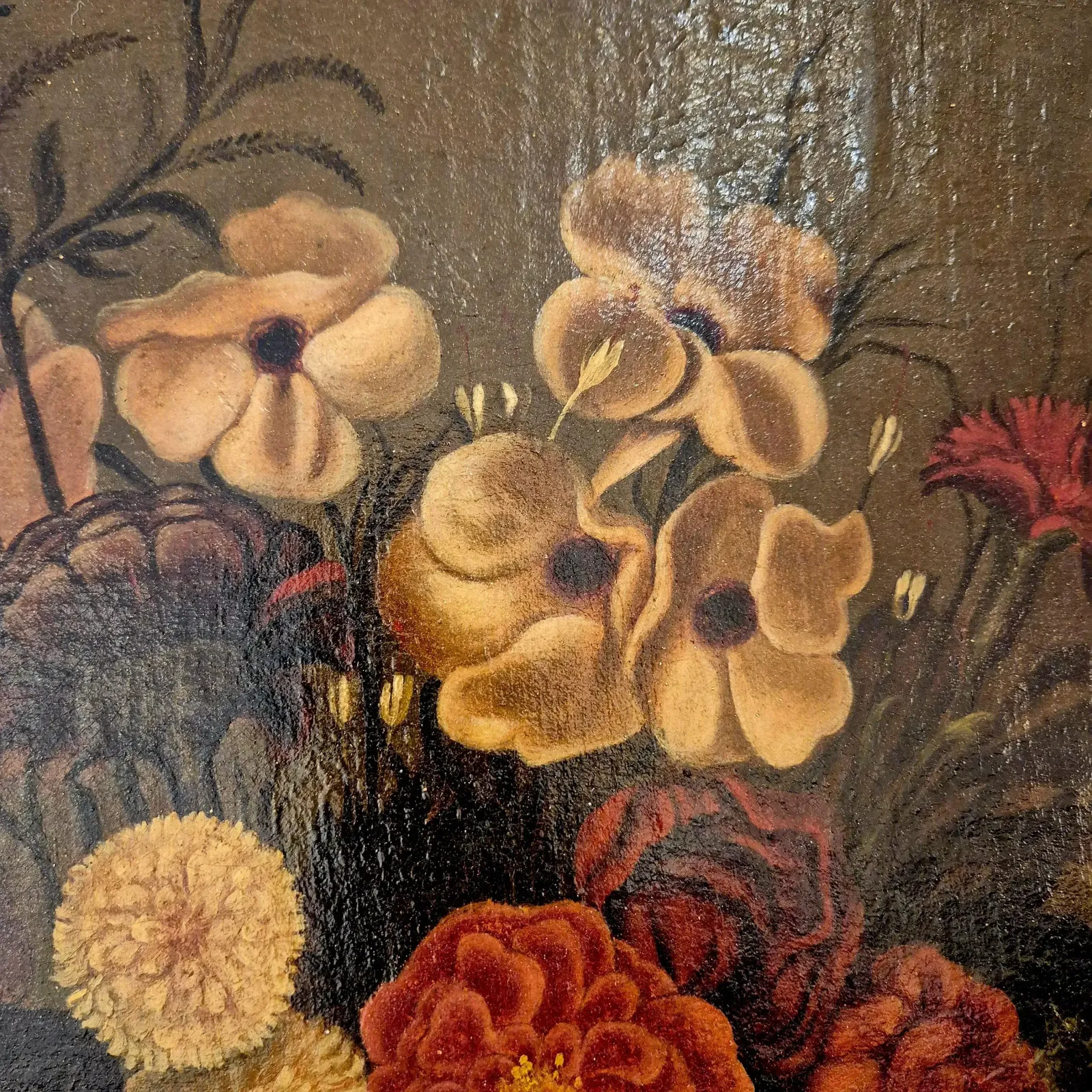 Still Life With Flowers, Signed Aurelia Riolso De Mortimer, Oil On Canvas, 1887 photo vintage