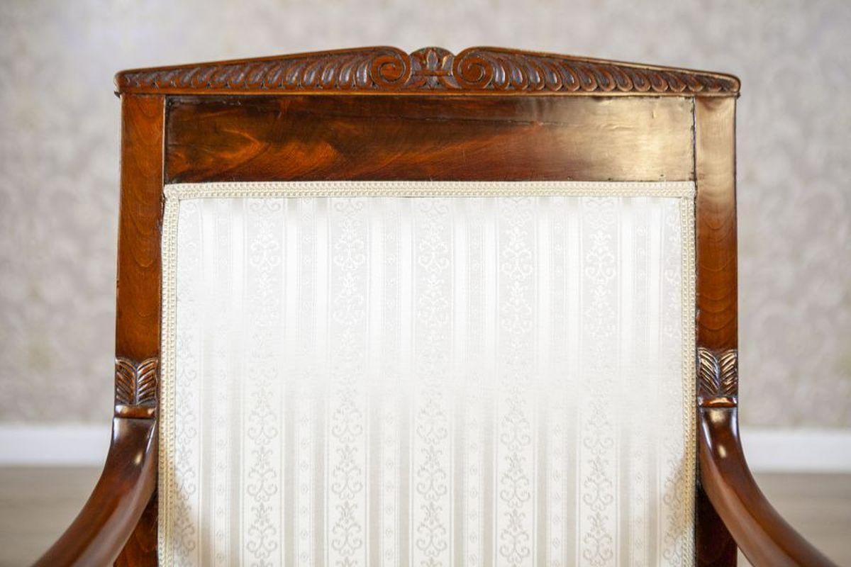 photo furniture 19th Century Biedermeier Mahogany Armchair In Light Upholstery, 1890s