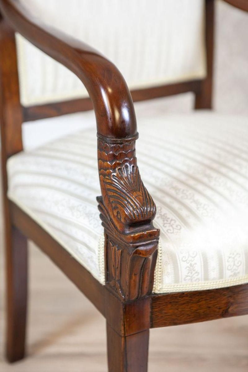 1290.0 19th Century Biedermeier Mahogany Armchair In Light Upholstery, 1890s photo
