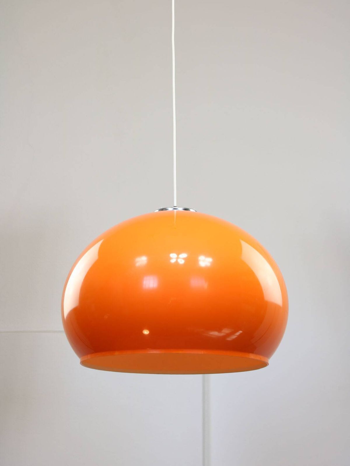 Giant Orange Space Age Pendant Light By Guzzini, 1970s photo vinterior