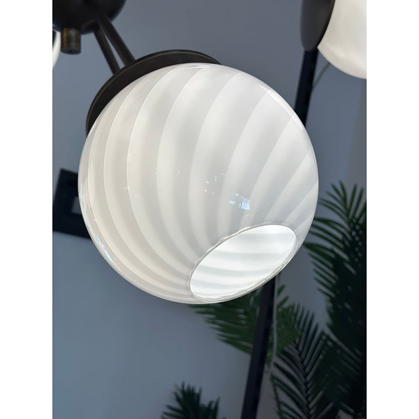 Italian Burnished Sputnik Chandelier In Milky White Swirl Style Murano Glass photo Lighting
