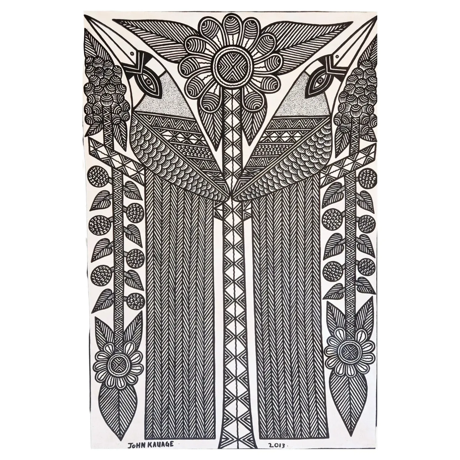 Birds Of Paradise, John Kauage, Acrylic On Canvas, Papua New Guinea, 2013