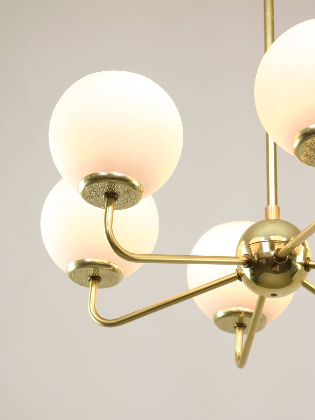 Mid Century Upward Sputnik Golden Chandelier, 60s photo for sale