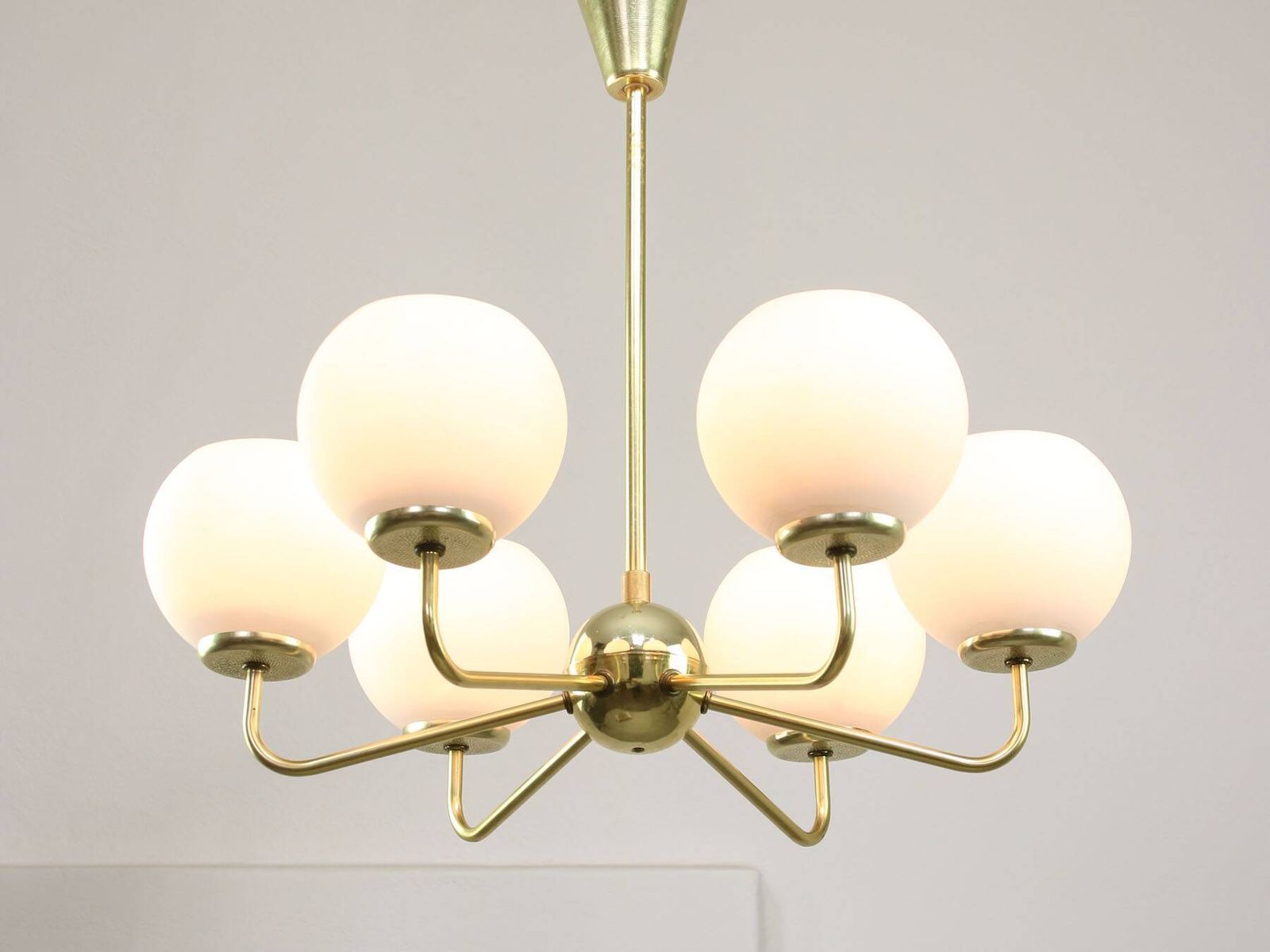 photo furniture Mid Century Upward Sputnik Golden Chandelier, 60s