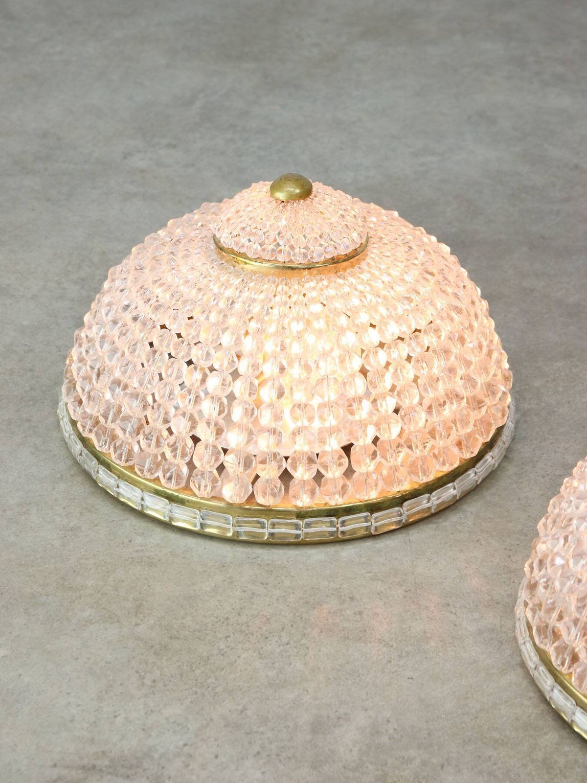 Mid Century Czech Crystal And Brass Wall Lamp In Brass, 50s, Set Of 2 photo vinterior