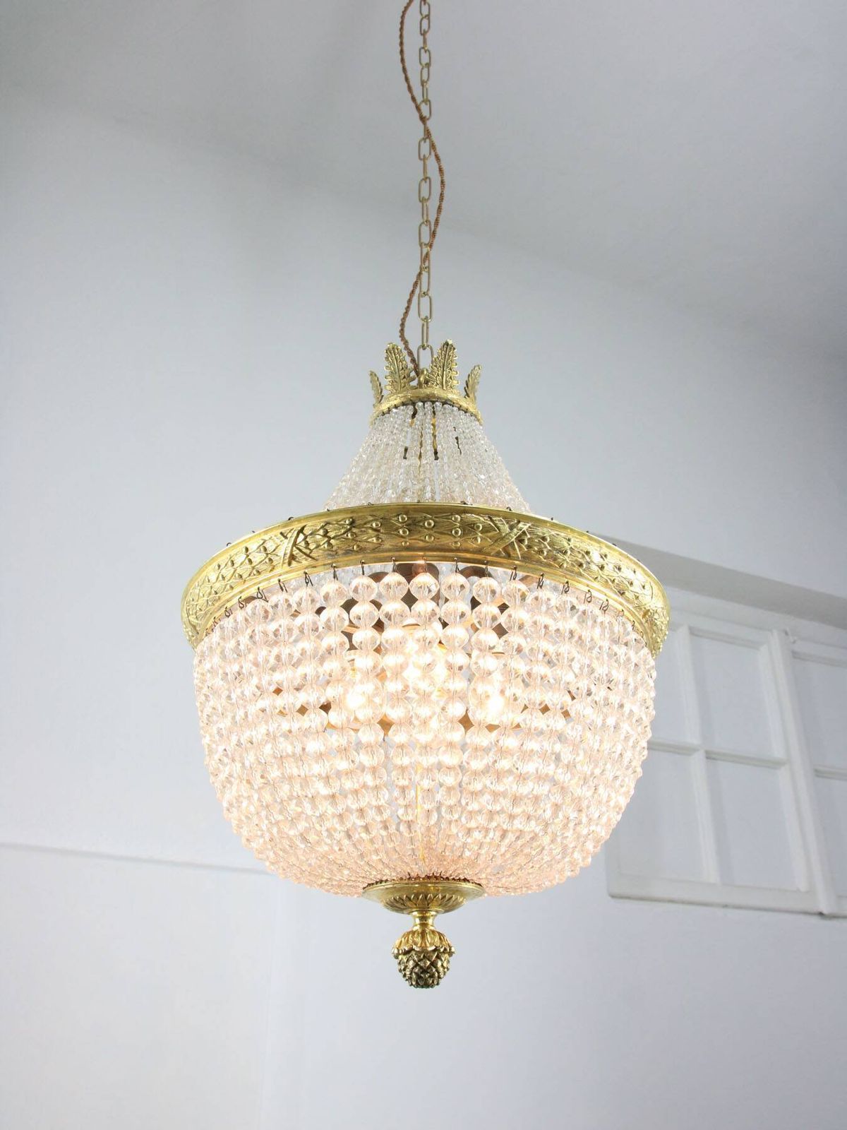 French Empire Crystal And Brass Chandelier, 1940s photo furniture