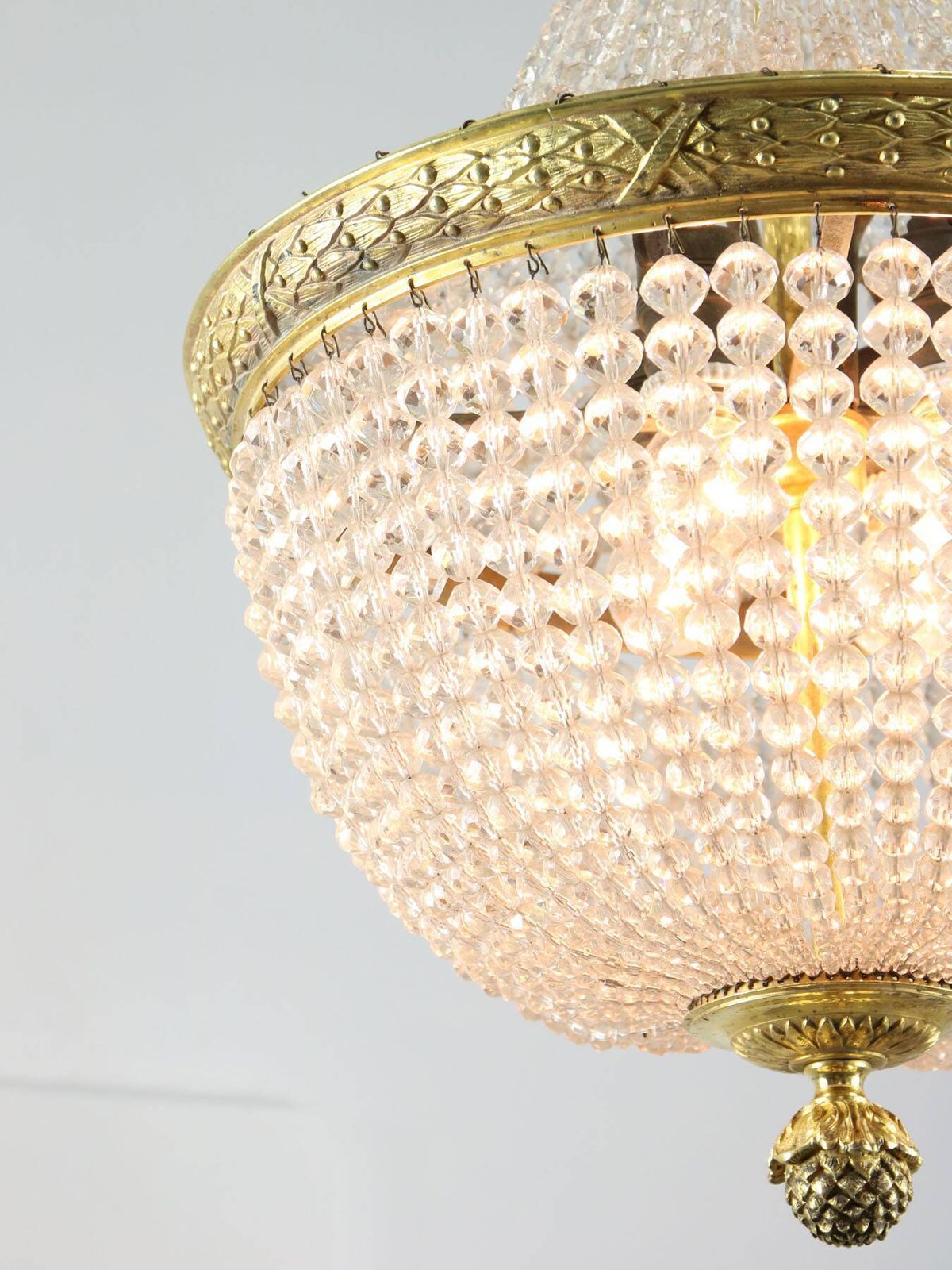 French Empire Crystal And Brass Chandelier, 1940s photo for sale