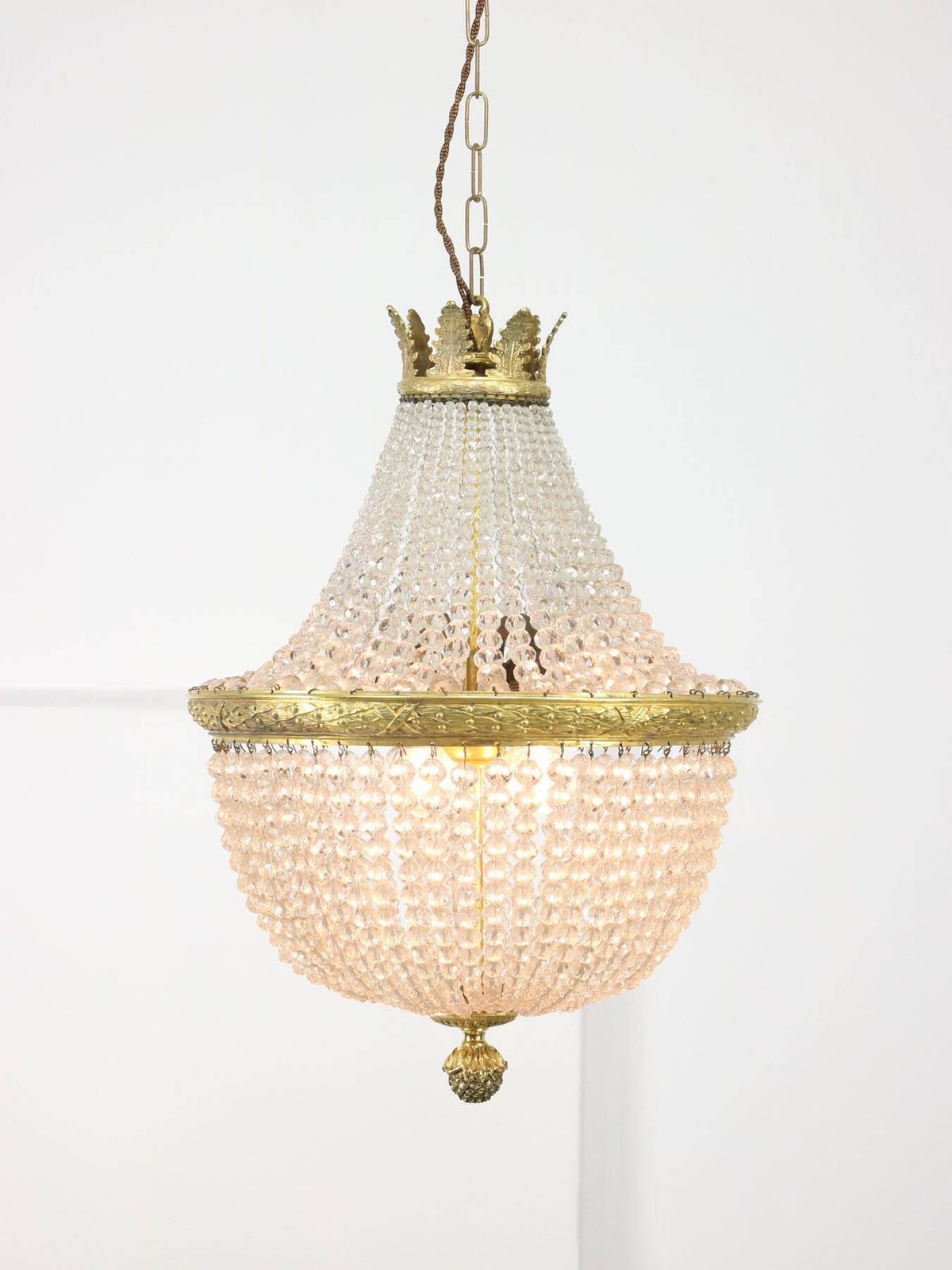 French Empire Crystal And Brass Chandelier, 1940s photo buy